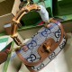 Gucci Bamboo 1947 Jumbo GG Small Top Handle Bag GU675797C-blue-brown