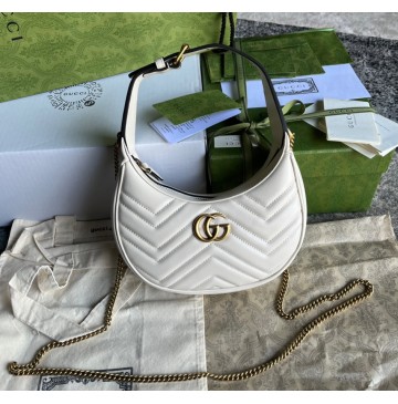 Gucci GG Marmont Half-Moon-Shaped Mini Bag GU699514-white