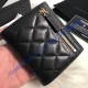 Chanel Quilted Tri-Fold Wallet in Lambskin CW82288-A-black