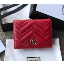 Gucci GG Marmont Card Case Wallet GU-W466492-red
