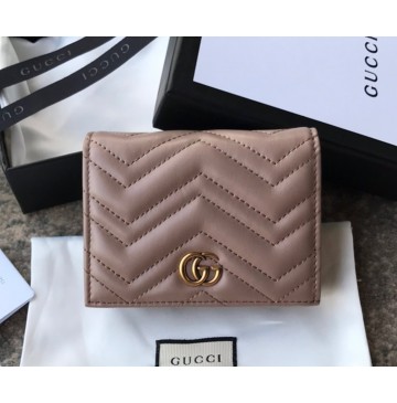 Gucci GG Marmont Card Case Wallet GU-W466492-tan