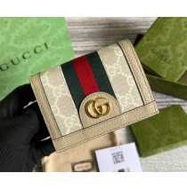 Gucci Ophidia GG Card Case Wallet GU-W523155-beige