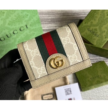 Gucci Ophidia GG Card Case Wallet GU-W523155-beige