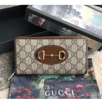 Gucci Horsebit 1955 Zip Around Wallet GU-W621889C-brown