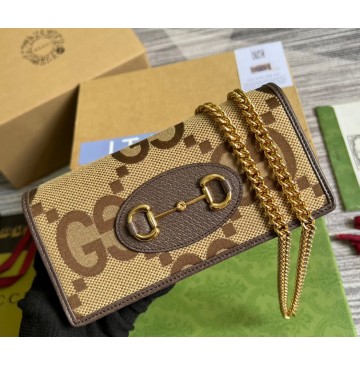 Gucci Horsebit 1955 wallet with chain GU621892C-brown