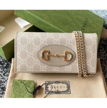 Gucci Horsebit 1955 wallet with chain GU621892CA-beige