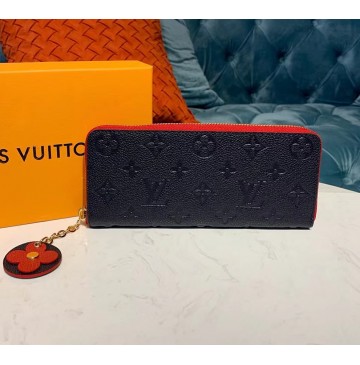 Louis Vuitton Monogram Empreinte Leather Emilie Wallet Marine Rouge M63918