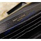 Saint Laurent Cassandre Matelasse Zip Around Wallet In Grain De Poudre Embossed Leather YW358094-A-black