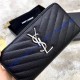 Saint Laurent Cassandre Matelasse Zip Around Wallet In Grain De Poudre Embossed Leather YW358094-B-black