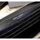 Saint Laurent Cassandre Matelasse Zip Around Wallet In Grain De Poudre Embossed Leather YW358094-C-black