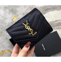 Saint Laurent Cassandre Matelasse Compact Tri Fold Wallet In Quilted Lambskin YW403943-A