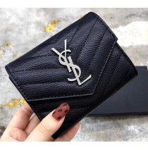 Saint Laurent Cassandre Matelasse Compact Tri Fold Wallet In Quilted Lambskin YW403943-B
