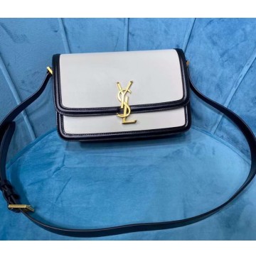 Saint Laurent Solferino Medium In Box Leather YSL634305-white-black