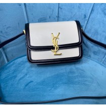 Saint Laurent Solferino Small Satchel In Box Leather YSL634306-white-black