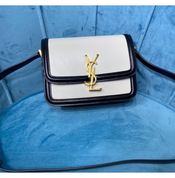 Saint Laurent Solferino Small Satchel In Box Leather YSL634306-white-black