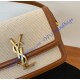 Saint Laurent Solferino Small Satchel In Linen And Box Leather YSL634306C-white-brown