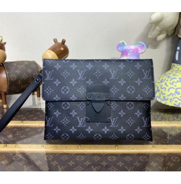 Louis Vuitton Monogram Eclipse Pochette S-Lock M82598-black