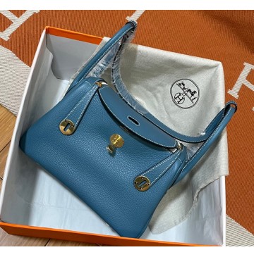 Hermes Lindy 26cm H6626G-Bleu-Jean