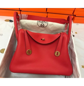 Hermes Lindy 26cm H6626G-Rouge-Casaque