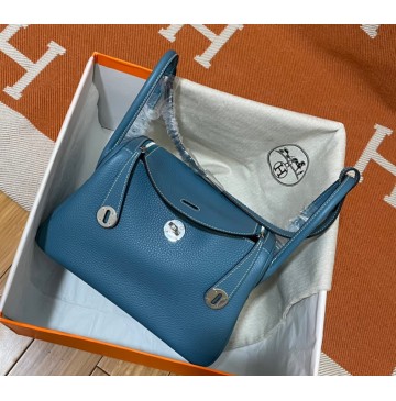 Hermes Lindy 26cm H6626W-Bleu-Jean