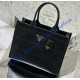 Prada Medium Leather Prada Symbole bag with topstitching PD1BA378-black