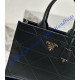Prada Medium Leather Prada Symbole bag with topstitching PD1BA378-black