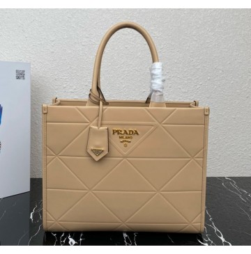 Prada Medium Leather Prada Symbole bag with topstitching PD1BA378-tan