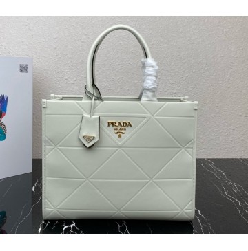 Prada Medium Leather Prada Symbole bag with topstitching PD1BA378-white