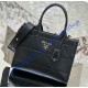 Prada Small Leather Prada Symbole bag with topstitching PD1BA379-black