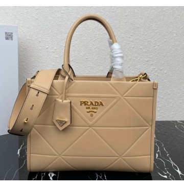 Prada Small Leather Prada Symbole bag with topstitching PD1BA379-tan
