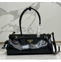 Prada Medium leather handbag with long handles PD1BA426-LS-black