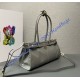 Prada Medium leather handbag with long handles PD1BA426-LS-gray