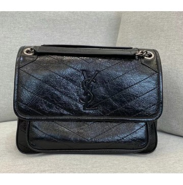 Saint Laurent Medium Niki Chain Bag In Quilted Leather YSL498894-B-black