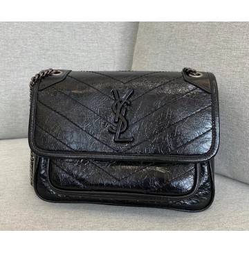 Saint Laurent Baby Niki Chain Bag In Quilted Leather YSL533037-B-black