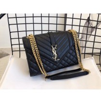 Saint Laurent Envelope Medium In Matelasse Lambskin YSL600185A-black