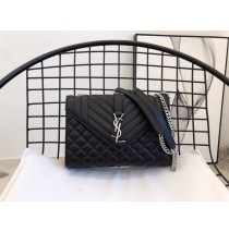 Saint Laurent Envelope Medium In Matelasse Lambskin YSL600185B-black