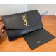 Saint Laurent UPTOWN chain wallet in grain de poudre embossed leather YSL607788-black