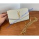 Saint Laurent UPTOWN chain wallet in grain de poudre embossed leather YSL607788-white