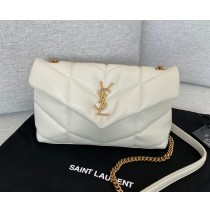 Saint Laurent LouLou Puffer Mini In Lambskin YSL620333A-cream