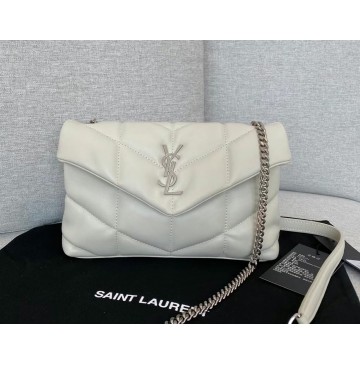 Saint Laurent LouLou Puffer Mini In Lambskin YSL620333B-cream