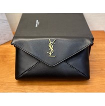 Saint Laurent Cassandre Small Envelope Pouch In Lambskin YSL764931-black