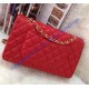 Chanel Small Classic Flap Bag in Red Lambskin with golden hardware