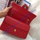 Chanel Small Classic Flap Bag in Red Lambskin with golden hardware