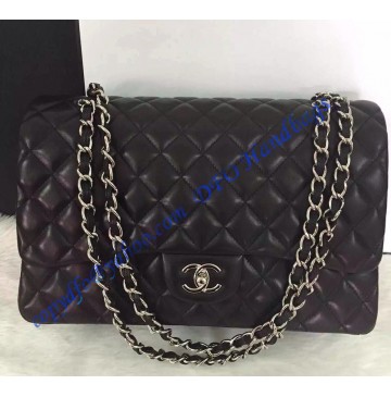 Chanel Small Classic Flap Bag in Black Lambskin with silver hardware