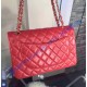 Chanel Jumbo Classic Flap Bag in Red Lambskin with golden hardware