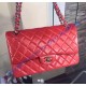 Chanel Jumbo Classic Flap Bag in Red Lambskin with silver hardware