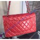 Chanel Jumbo Classic Flap Bag in Red Lambskin with silver hardware