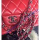 Chanel Jumbo Classic Flap Bag in Red Lambskin with silver hardware