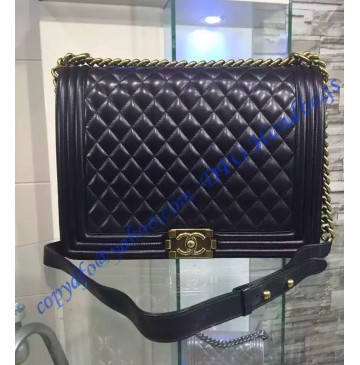 Chanel Boy Large Quilted Flap Bag in Black