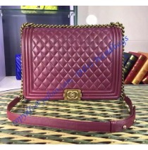 Chanel Boy Large Quilted Flap Bag in Wine Red